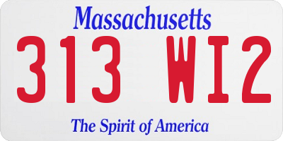 MA license plate 313WI2