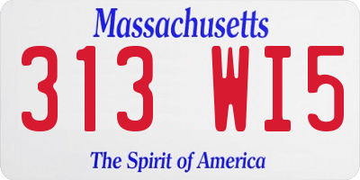 MA license plate 313WI5