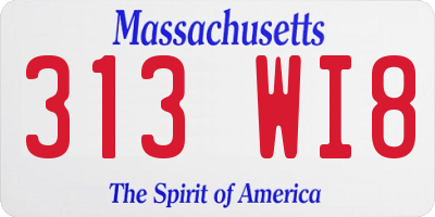 MA license plate 313WI8