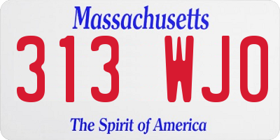 MA license plate 313WJ0