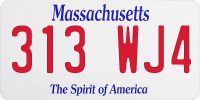 MA license plate 313WJ4