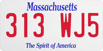 MA license plate 313WJ5