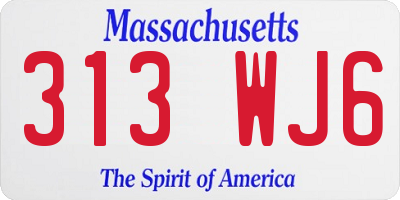 MA license plate 313WJ6