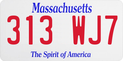 MA license plate 313WJ7