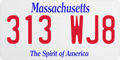 MA license plate 313WJ8