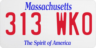 MA license plate 313WK0