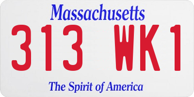 MA license plate 313WK1