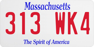 MA license plate 313WK4