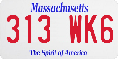 MA license plate 313WK6