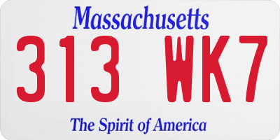 MA license plate 313WK7