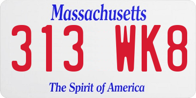 MA license plate 313WK8