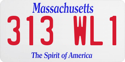 MA license plate 313WL1