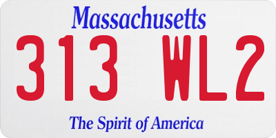MA license plate 313WL2