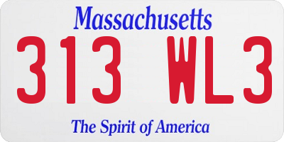 MA license plate 313WL3