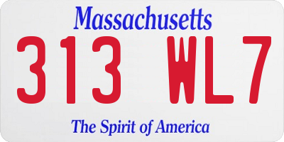MA license plate 313WL7