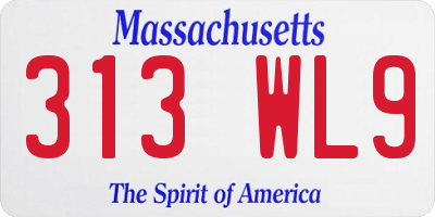 MA license plate 313WL9