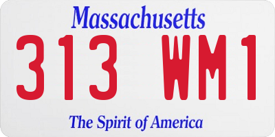 MA license plate 313WM1