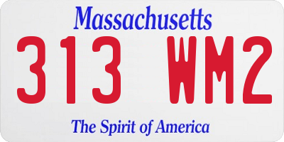 MA license plate 313WM2