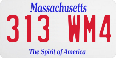 MA license plate 313WM4