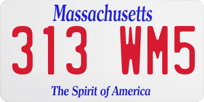 MA license plate 313WM5