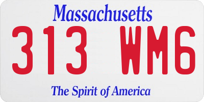 MA license plate 313WM6