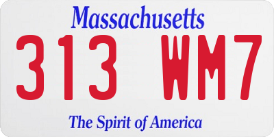 MA license plate 313WM7
