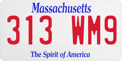 MA license plate 313WM9