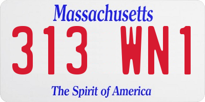 MA license plate 313WN1