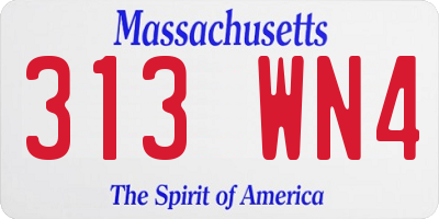 MA license plate 313WN4