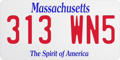 MA license plate 313WN5