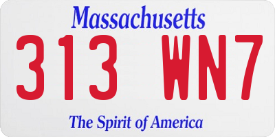 MA license plate 313WN7