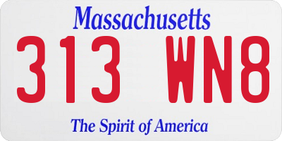 MA license plate 313WN8