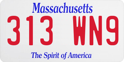 MA license plate 313WN9