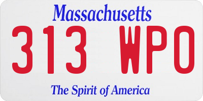 MA license plate 313WP0