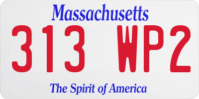 MA license plate 313WP2
