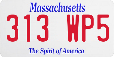 MA license plate 313WP5
