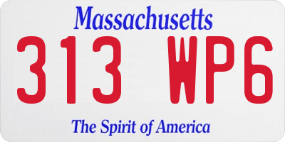 MA license plate 313WP6