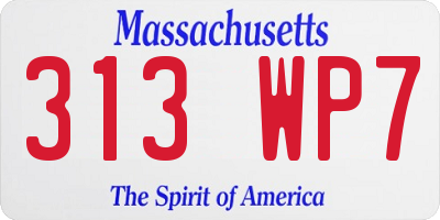 MA license plate 313WP7