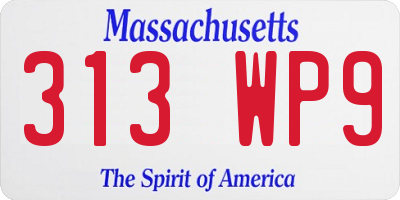 MA license plate 313WP9