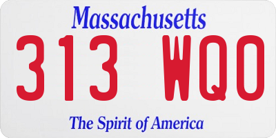 MA license plate 313WQ0