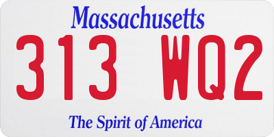 MA license plate 313WQ2