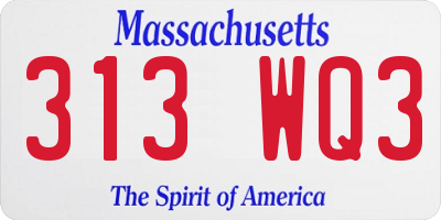MA license plate 313WQ3