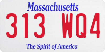 MA license plate 313WQ4