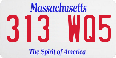 MA license plate 313WQ5