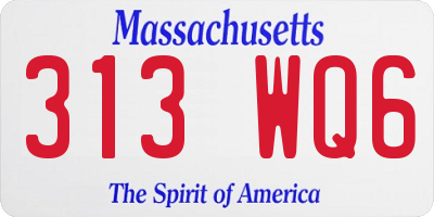 MA license plate 313WQ6