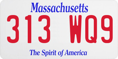 MA license plate 313WQ9