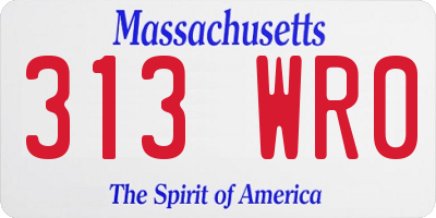 MA license plate 313WR0