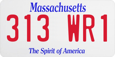 MA license plate 313WR1