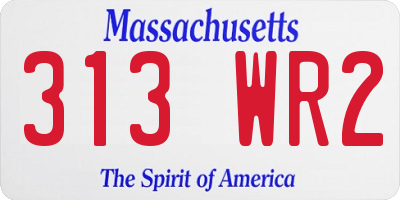 MA license plate 313WR2