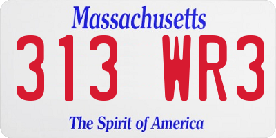 MA license plate 313WR3